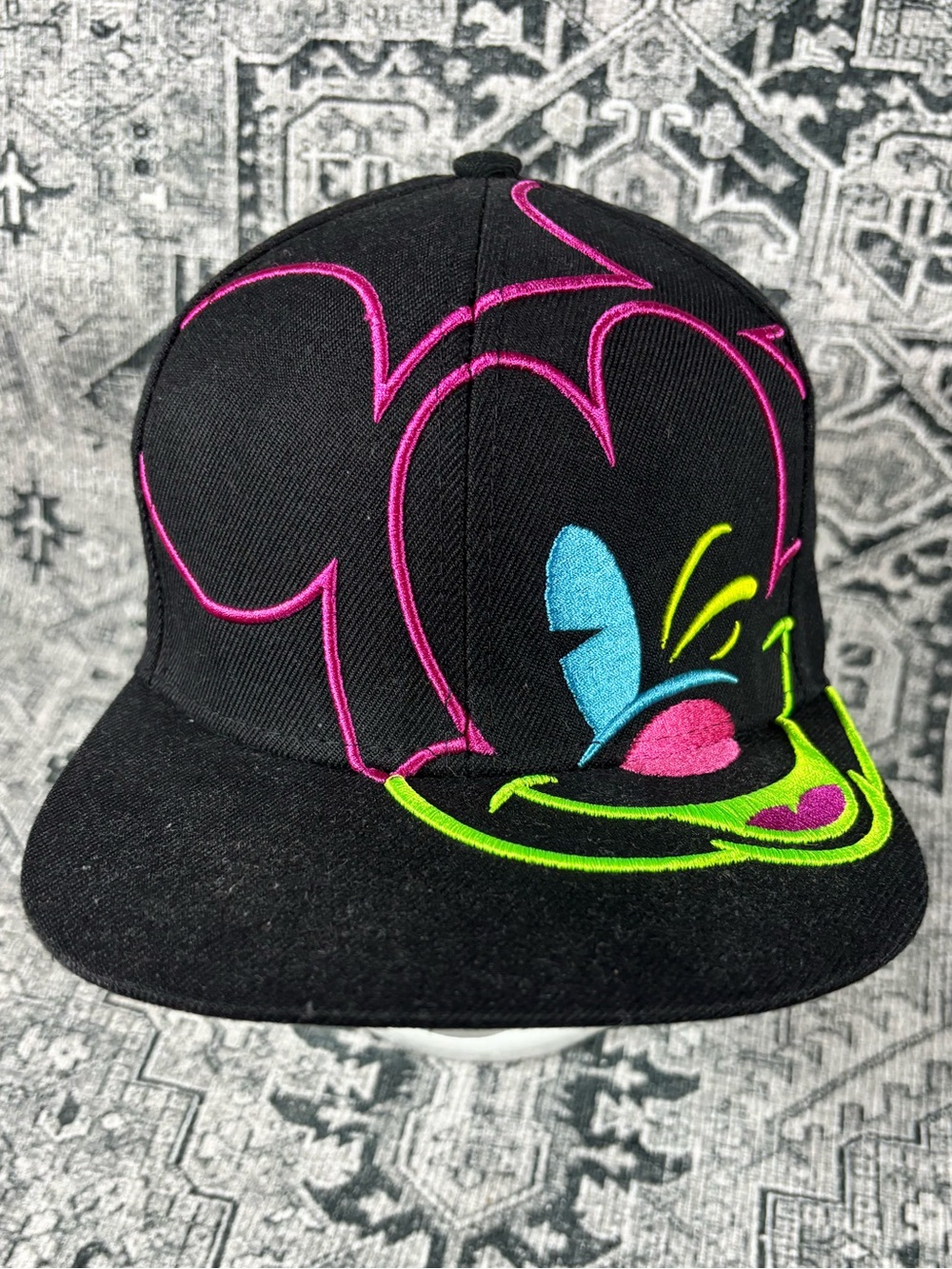 - Vintage 90's Disney Store Hat Neon Mickey Mouse Embroidered
